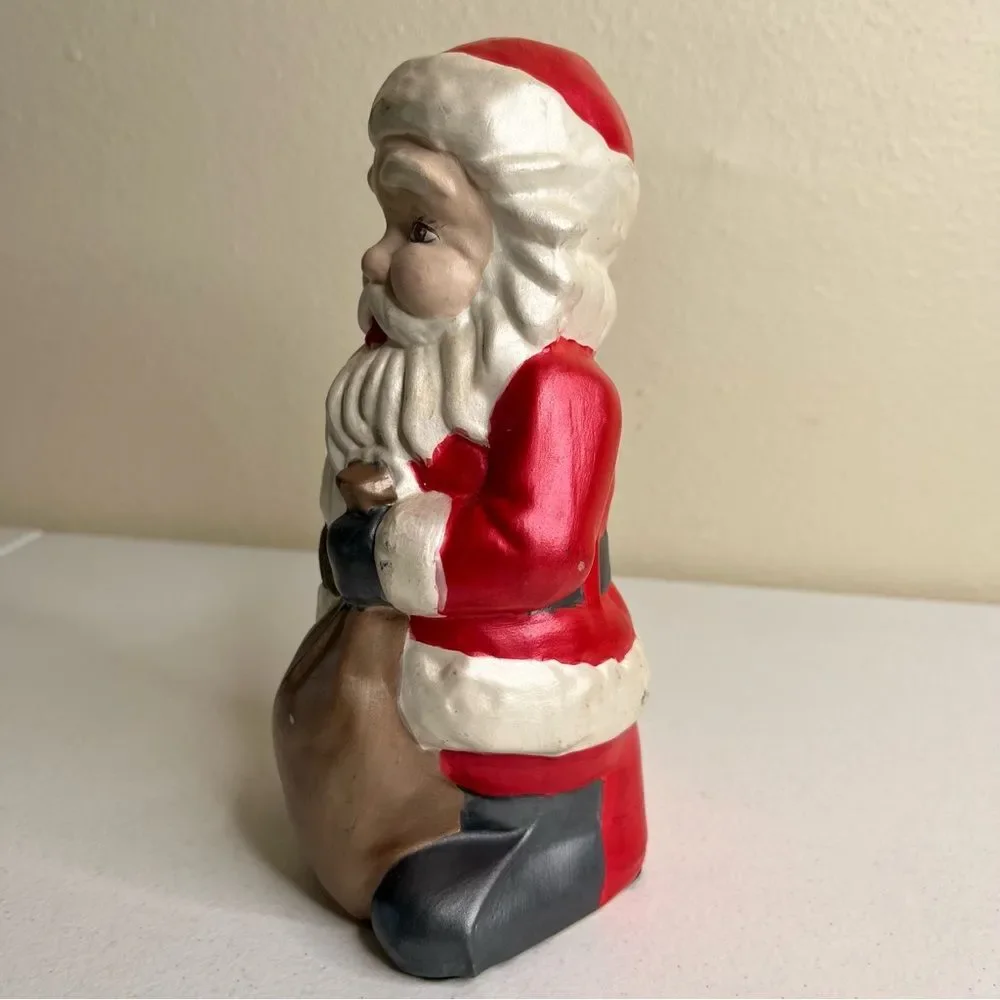 Vintage 70s Ceramic Santa Hobbyist Pottery Christmas Holiday Figurine Home Decor
